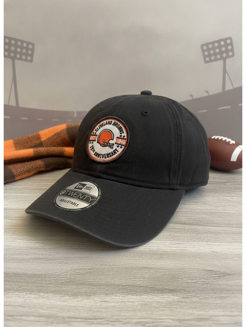 New Era Cleveland Browns 75th Anniversary Black Adjustable Baseball Cap